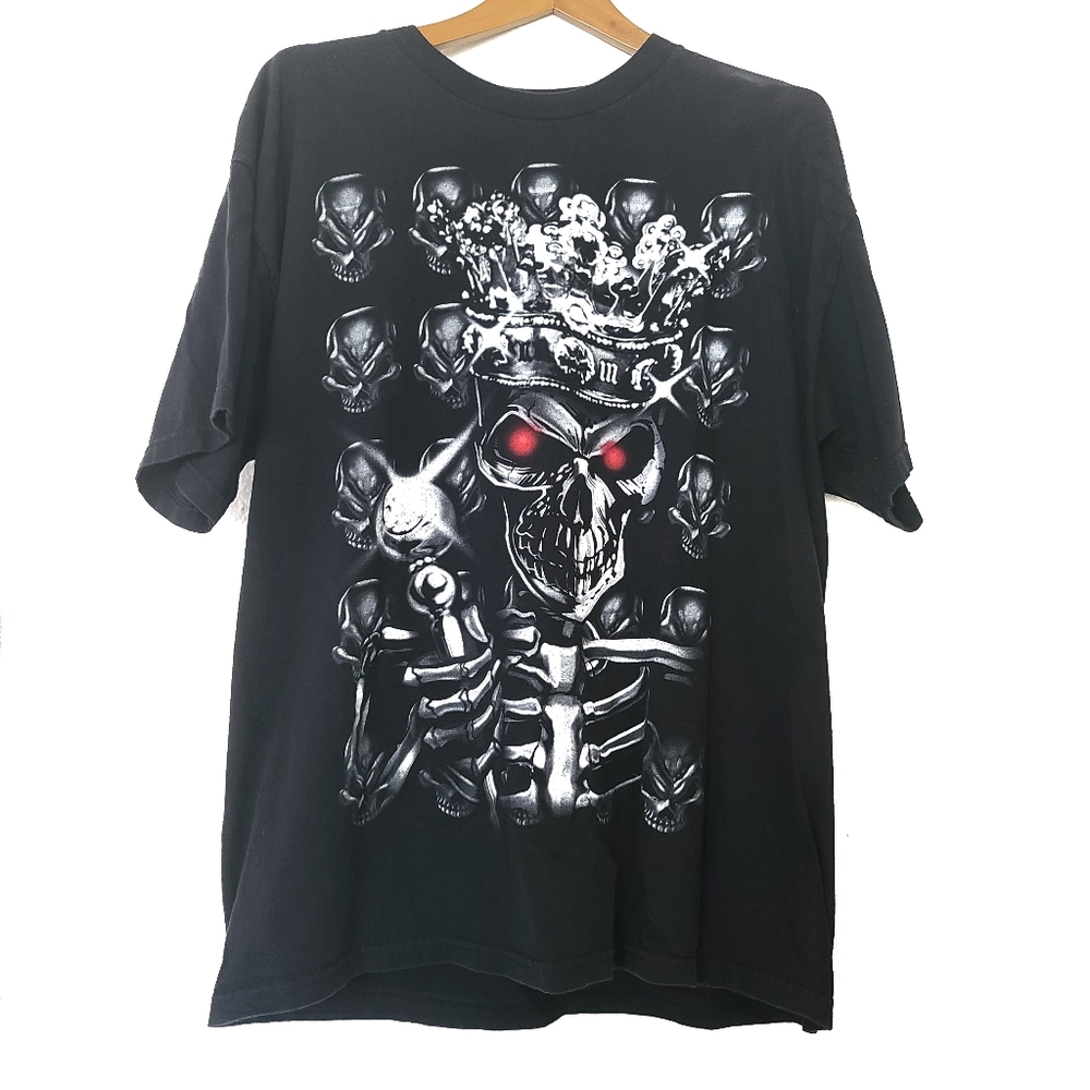 Halloween Skeleton King Mens sz M Black Shirt